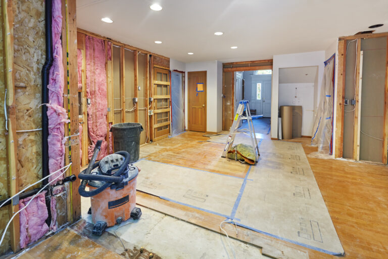 Tearing out the old kitchen walls, counters, cabinets and windows removed, ready for the renovation to begin